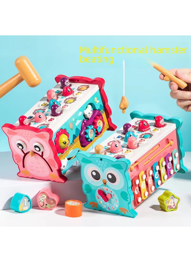 Multi-functional Children's Hamster Toy Puzzle 1-3 Years Old Baby Parent-child Interaction Beating Fishing Early Education-Color:Medium Hamster-Green