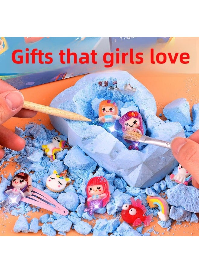 Archaeological Mining Toys Mermaid Elf Boys And Girls Digging Ore Blind Box Dinosaur Fossil Children Treasure Hunting Ore-Color:Marine Life Boxed Tool Set 3 Pieces Companion Set 5 Pieces