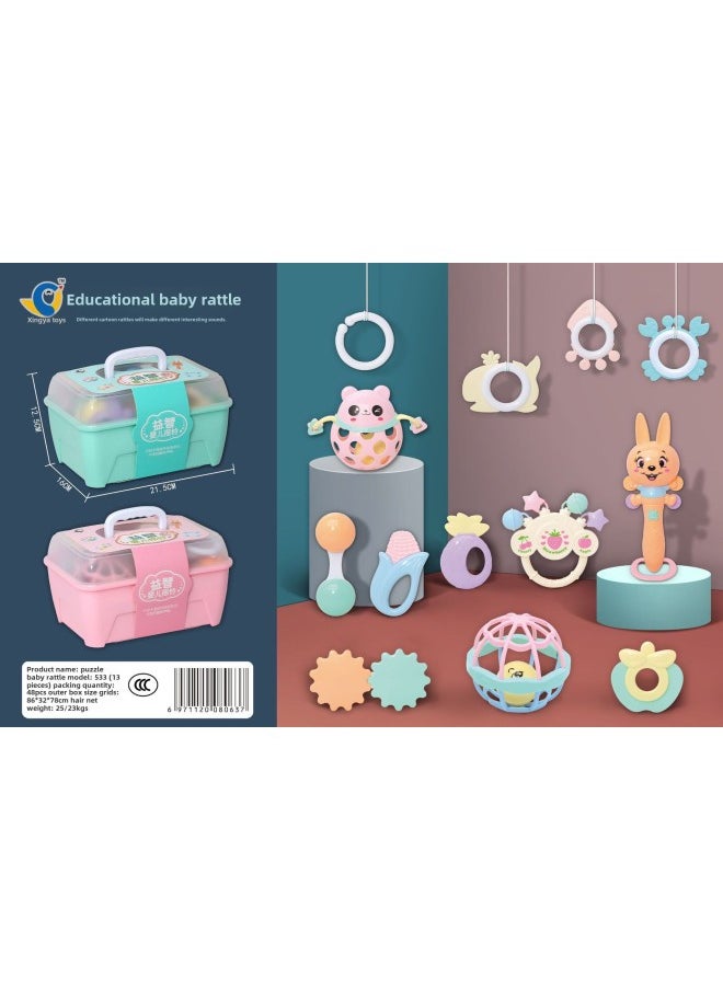 Baby Toys 0-1 Years Old Can Be Boiled Can Be Gnawed Baby 3-6-12 Months Newborn Boys And Girls Hand Bell-Color:533(48 PCs)