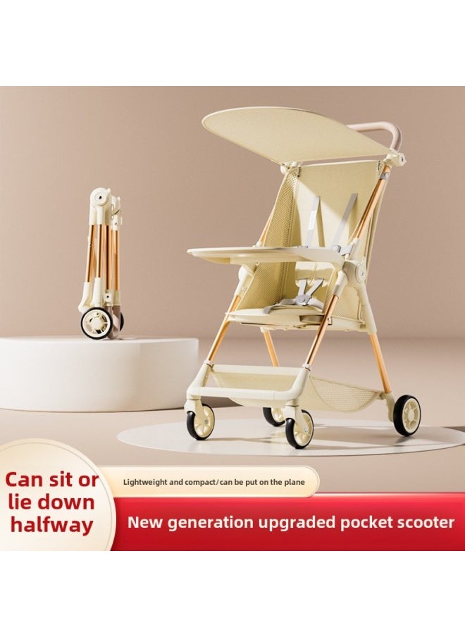Artifact Portable Cart Foldable Sitting One-Button Baby Baby Out Cart Foldable Sitting Semi-Reclining View-Color:Complete Set Of White Steel Pipes (minimum Batch Of 50