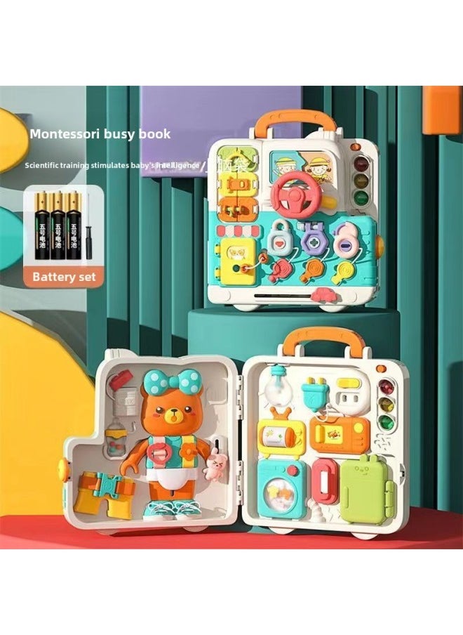 Children's Busy Polyhedron Hexahedral House Early Education Educational Assembled Enlightenment Shape Cognition Multifunctional Game Box Toy-Color:514 Puzzle Busy Book [battery Version]
