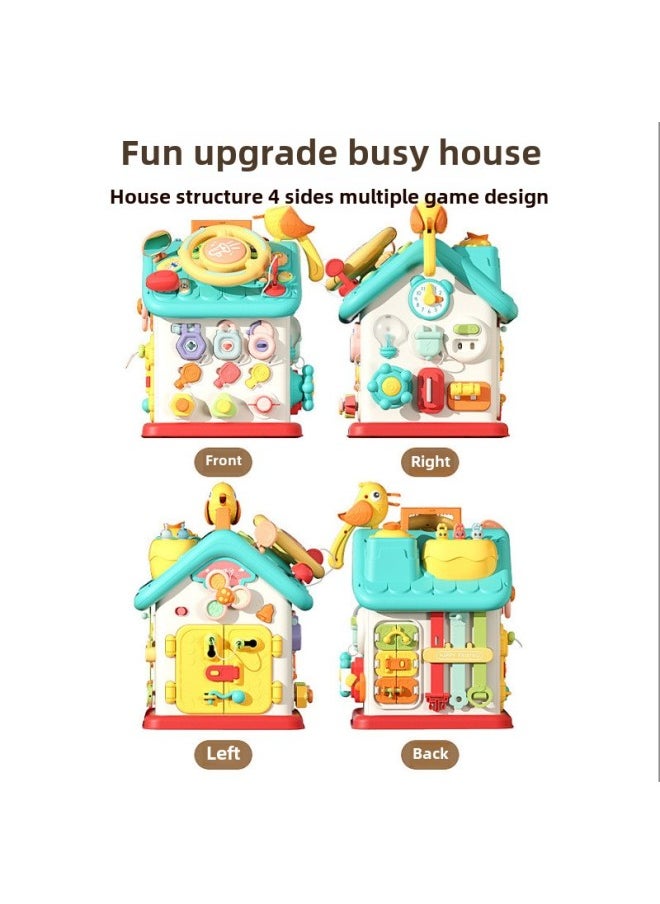 Children's Busy Polyhedron Hexahedral House Early Education Educational Assembled Enlightenment Shape Cognition Multifunctional Game Box Toy-Color:514 Puzzle Busy Book [battery Version]