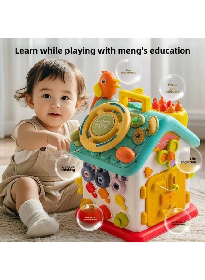 Children's Busy Polyhedron Hexahedral House Early Education Educational Assembled Enlightenment Shape Cognition Multifunctional Game Box Toy-Color:514 Puzzle Busy Book [battery Version]