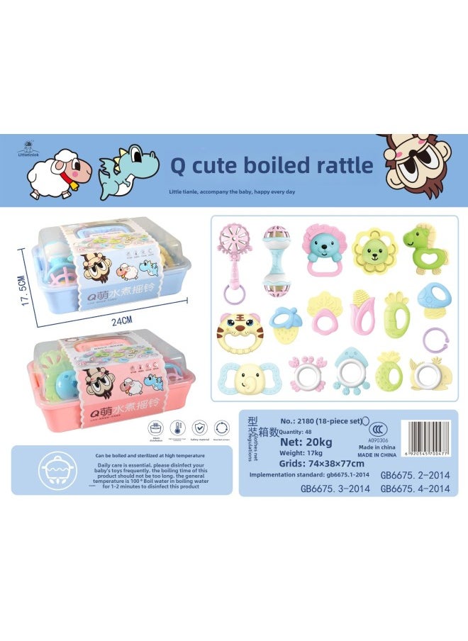 Baby Toys 0-1 Years Old Can Be Boiled Can Be Gnawed Baby 3-6-12 Months Newborn Boys And Girls Hand Bell-Color:2180(48 PCs)