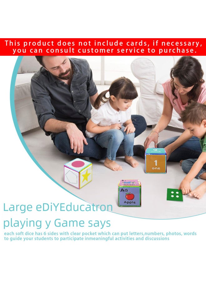 Interactive English Learning Tools Soft Dice Card Slots For Letter Number Shape Recognition-Color:Six-color Dice-with Alphanumeric Shape Set