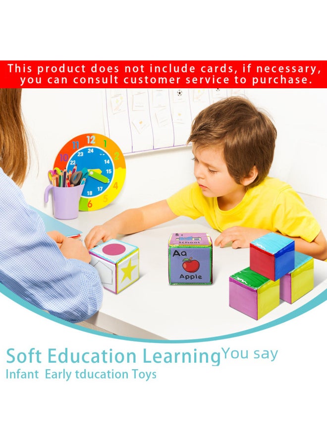 Interactive English Learning Tools Soft Dice Card Slots For Letter Number Shape Recognition-Color:Six-color Dice-with Alphanumeric Shape Set