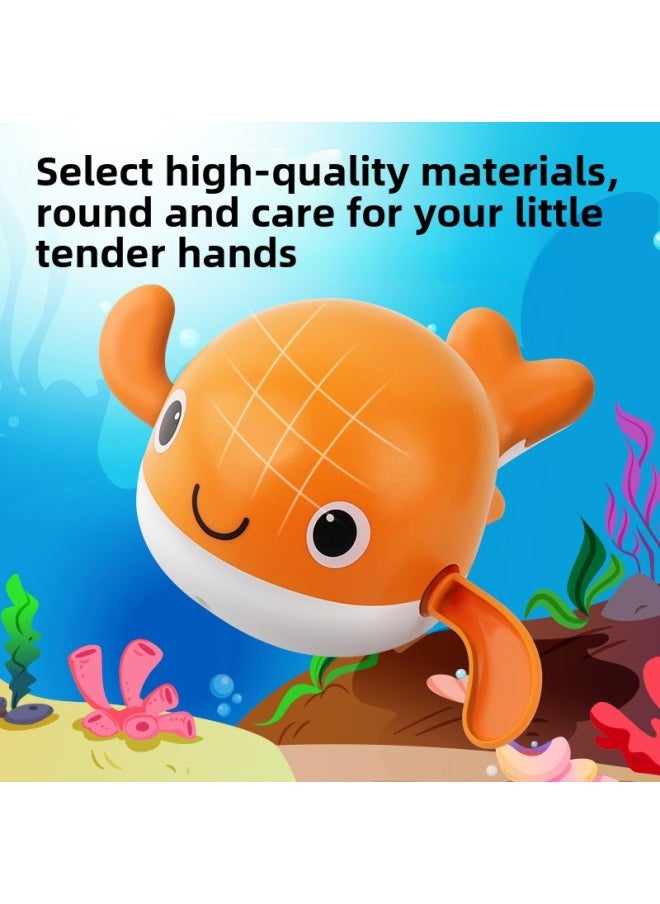 Baby Clockwork Whale Chain Swimming Crab Bathroom Magnetic Fishing Fish Set Children Bathing Toy-Color:8028-1(3-piece Set A): Fishing Rod +2 Whales