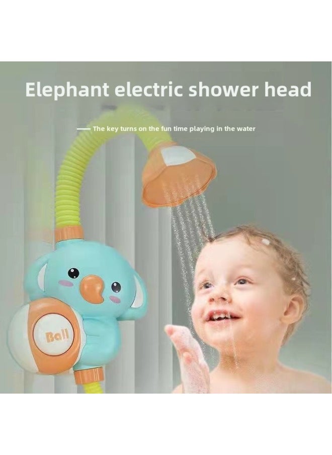 Children's Bath Toy Elephant Koala Electric Shower Sprinkler Water Sprinkling Bath Internet Red Same-Specifications:Green Elephant Shower Battery Version + Electric Crab Bubble Machine