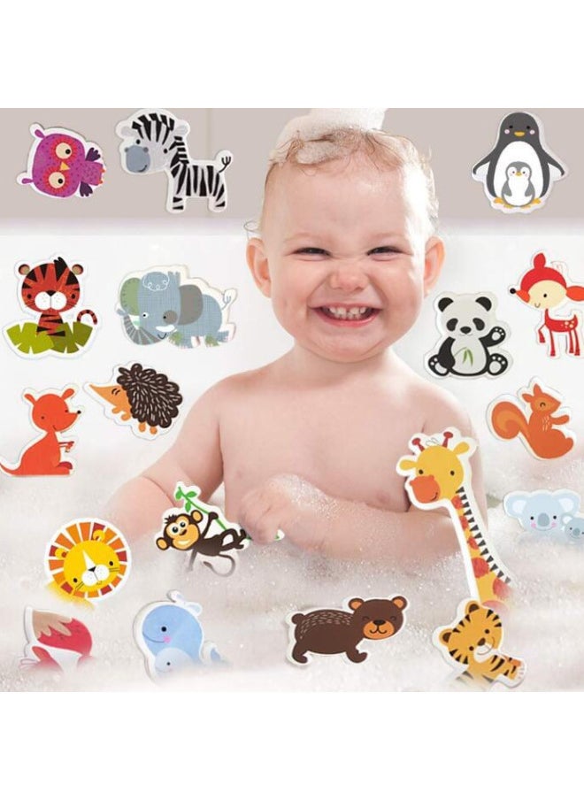 Children's Puzzle Marine Animal Forest Animal Bathroom Bathtub Floating Cognitive Toys-Color:Forest Animals In Color Box-18 Pieces/set