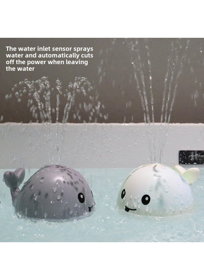 Baby Bath Toy Water Automatic Induction Water Spray Small Whale Light Baby Children Bathroom Bath Boys And Girls-Color:White Whale ]