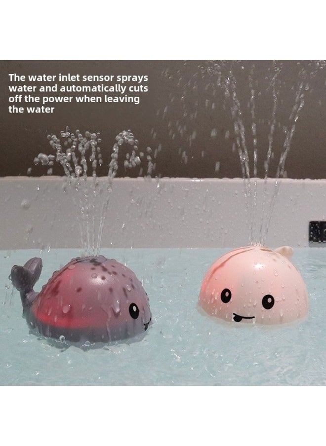 Baby Bath Toy Water Automatic Induction Water Spray Small Whale Light Baby Children Bathroom Bath Boys And Girls-Color:Grey Whale ]