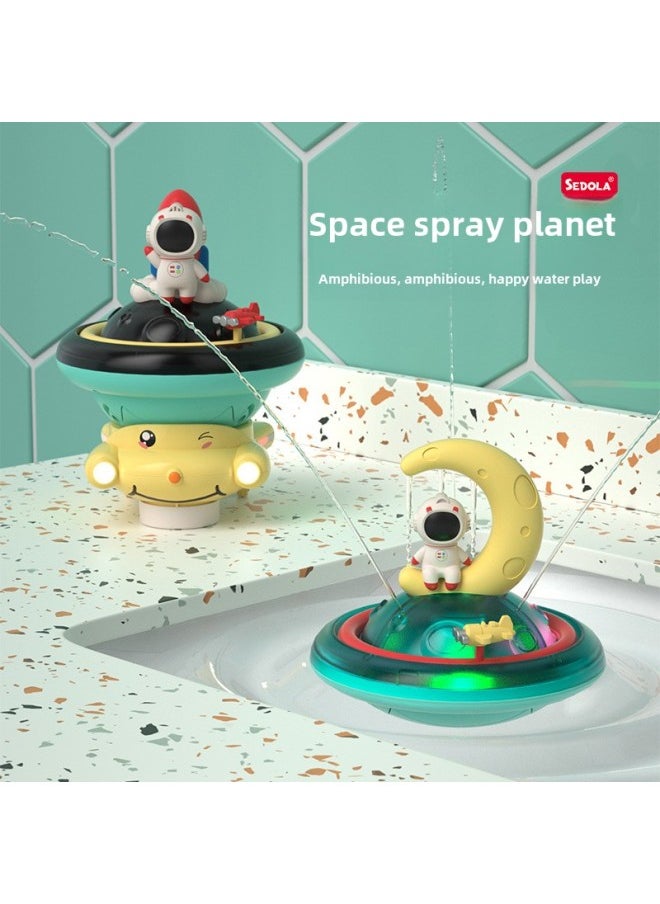 Children's Bathroom Amphibious Bath Toy Moon Astronaut Water Spray Ball Universal Light Music-Color:Space Water Spray Ball/8366-54a Battery Version-english Color Box