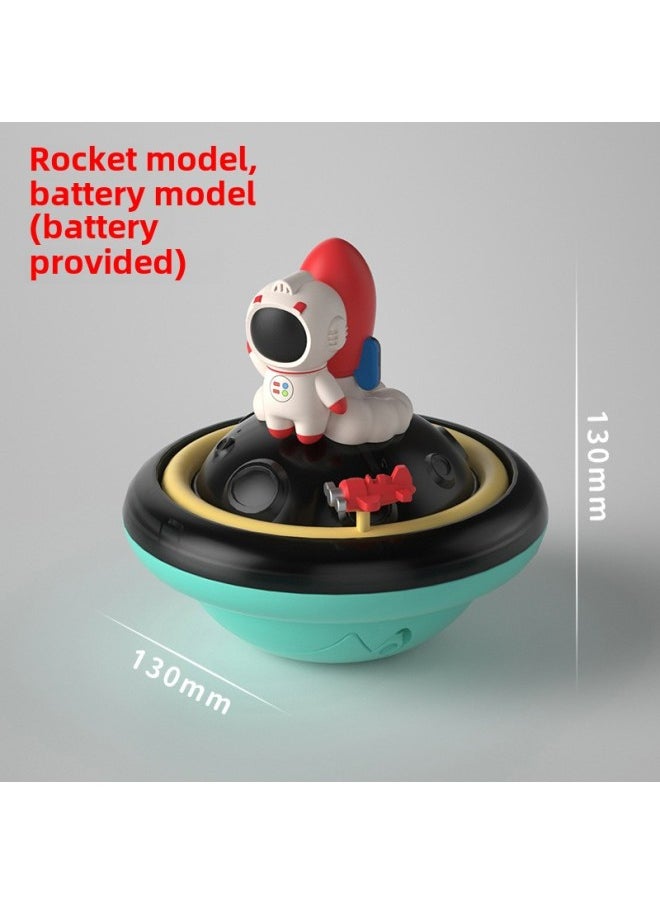 Children's Bathroom Amphibious Bath Toy Moon Astronaut Water Spray Ball Universal Light Music-Color:Space Water Spray Ball/8366-54a Battery Version-english Color Box
