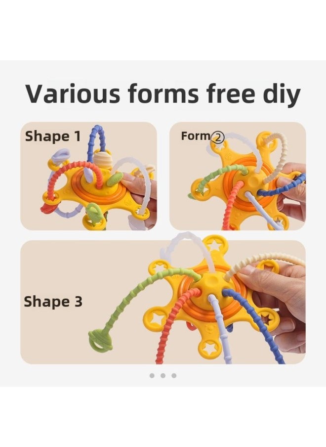 Hand-caught Ball Gnawing Teeth Infant Toy Rubber Plug Early Education DIY Finger Pumping Music Can Be Newborn Plug-Color:Drawing Music + Telephone Story Machine