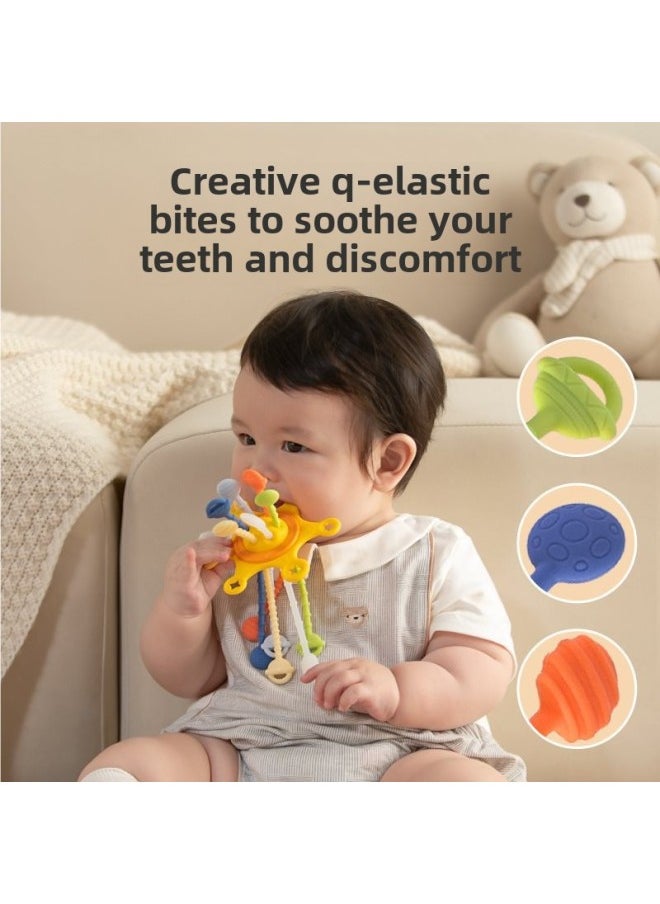 Hand-caught Ball Gnawing Teeth Infant Toy Rubber Plug Early Education DIY Finger Pumping Music Can Be Newborn Plug-Color:Drawing Music + Telephone Story Machine