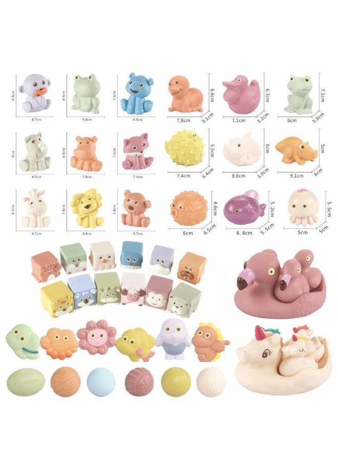 Infant Vinyl Bath Bathroom Toy Cartoon Animal Baby Water Play Toy Hole Soft Glue-Color:Water Digital Duck Sailboat Starting From 36 Pieces