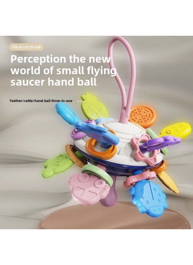 Manhattan Hand Scratch Ball Baby Toy 0-1 Year Old Puzzle Early Education Baby 3 To 6 Months Grasp Training 4 Grinding Gum-Color:Flying Saucer Hand Ball  Color Box Packaging