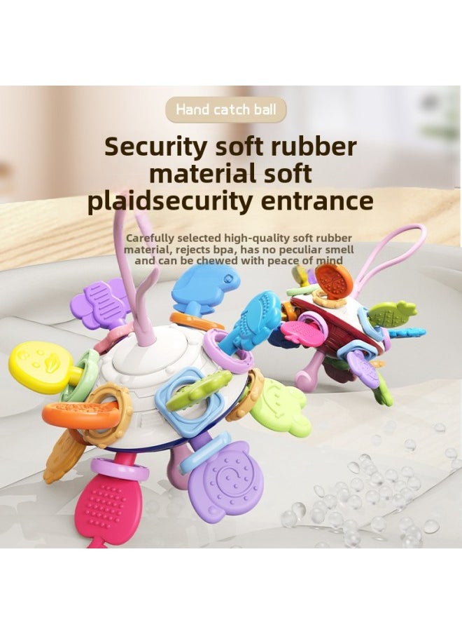 Manhattan Hand Scratch Ball Baby Toy 0-1 Year Old Puzzle Early Education Baby 3 To 6 Months Grasp Training 4 Grinding Gum-Color:Flying Saucer Hand Ball  Color Box Packaging