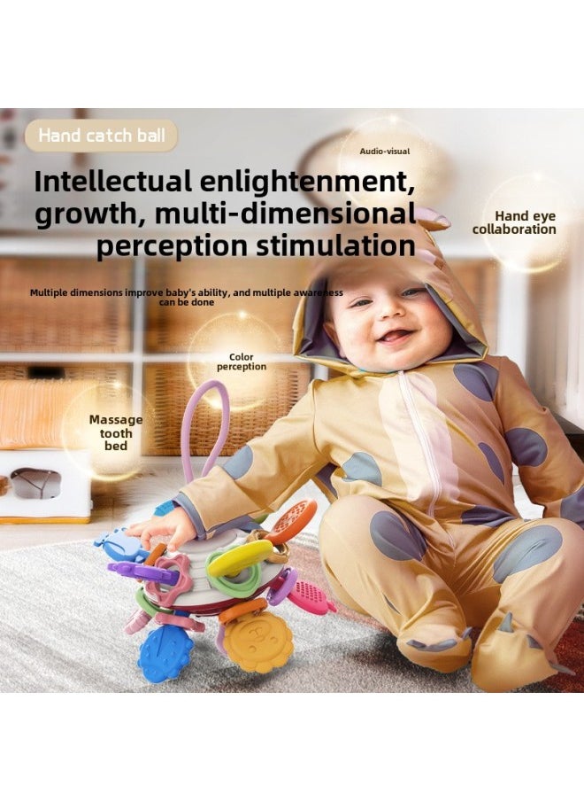 Manhattan Hand Scratch Ball Baby Toy 0-1 Year Old Puzzle Early Education Baby 3 To 6 Months Grasp Training 4 Grinding Gum-Color:Flying Saucer Hand Ball  Color Box Packaging