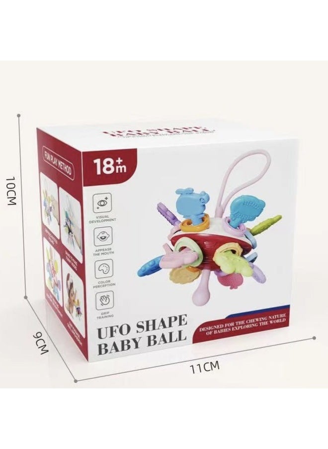 Manhattan Hand Scratch Ball Baby Toy 0-1 Year Old Puzzle Early Education Baby 3 To 6 Months Grasp Training 4 Grinding Gum-Color:Flying Saucer Hand Ball  Color Box Packaging
