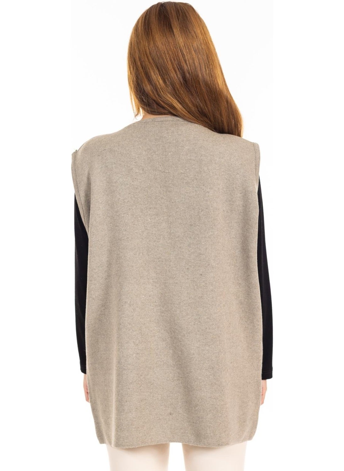 Women Middle Age and Above Buttonless Mother Knitwear Vest 315-VIZON