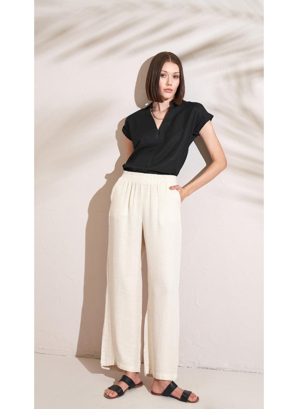 Women's Stone Shirt Collar Low Sleeve Blouse