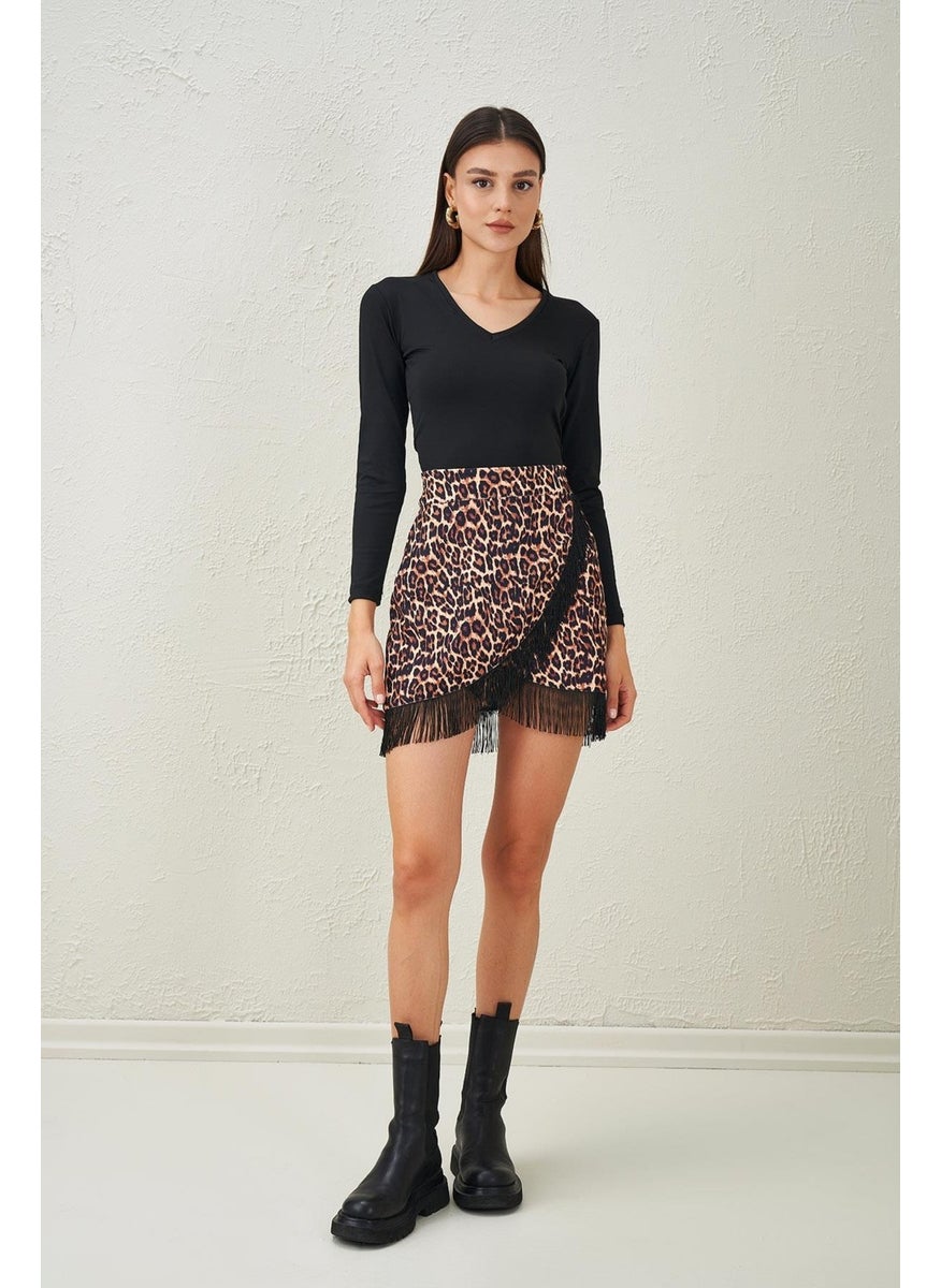 Women's Black V-Neck Scuba Fabric Crop Blouse