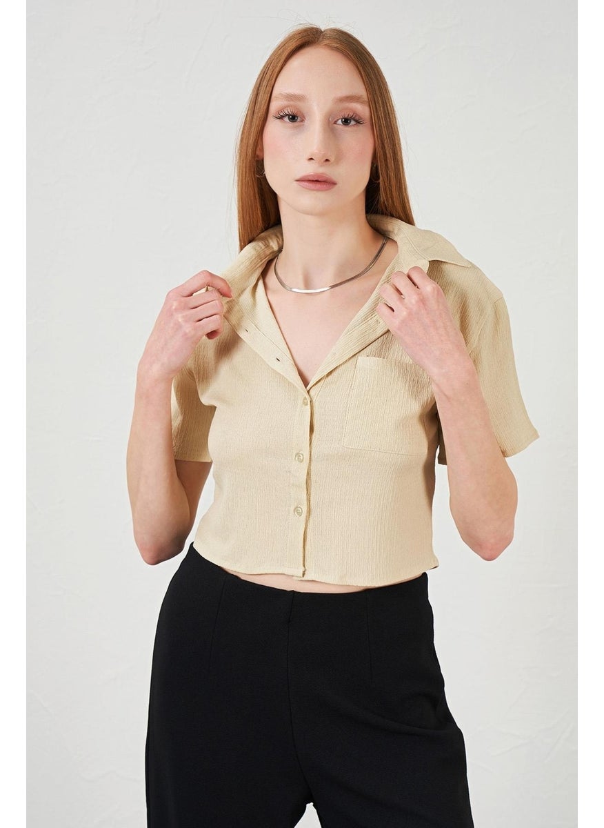 Women's Stone Wrap Single Pocket Crop Shirt
