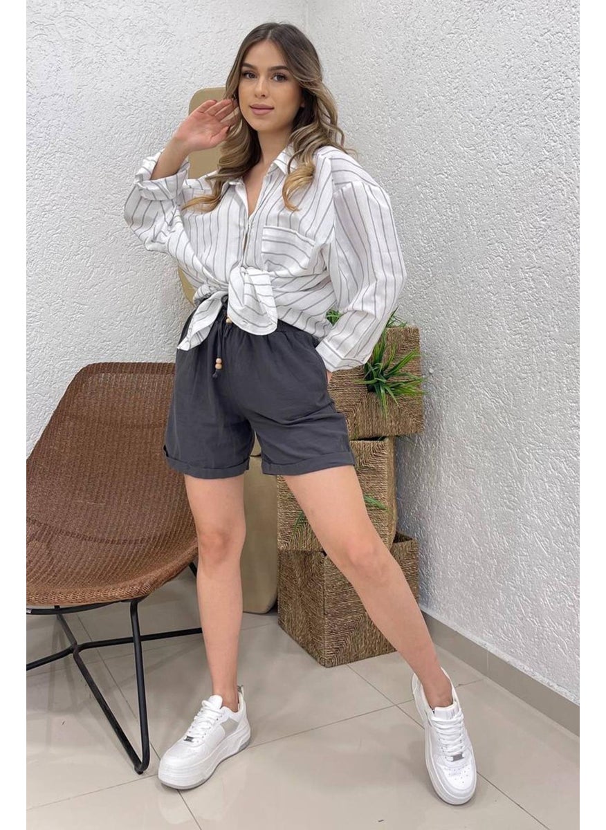 Women's Gray Striped Oversize Shirt