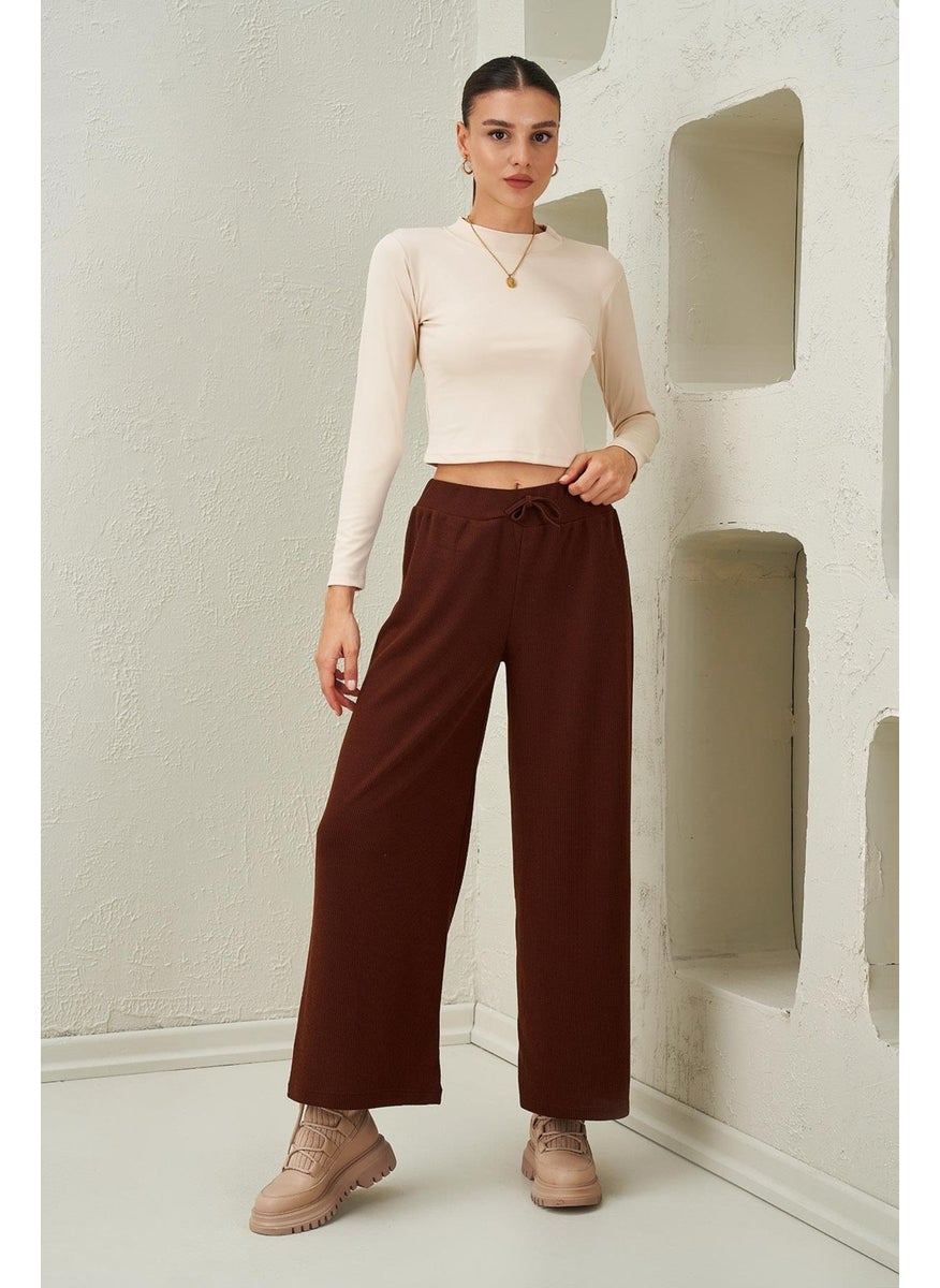 Women's Stone High Collar Scuba Fabric Crop Blouse