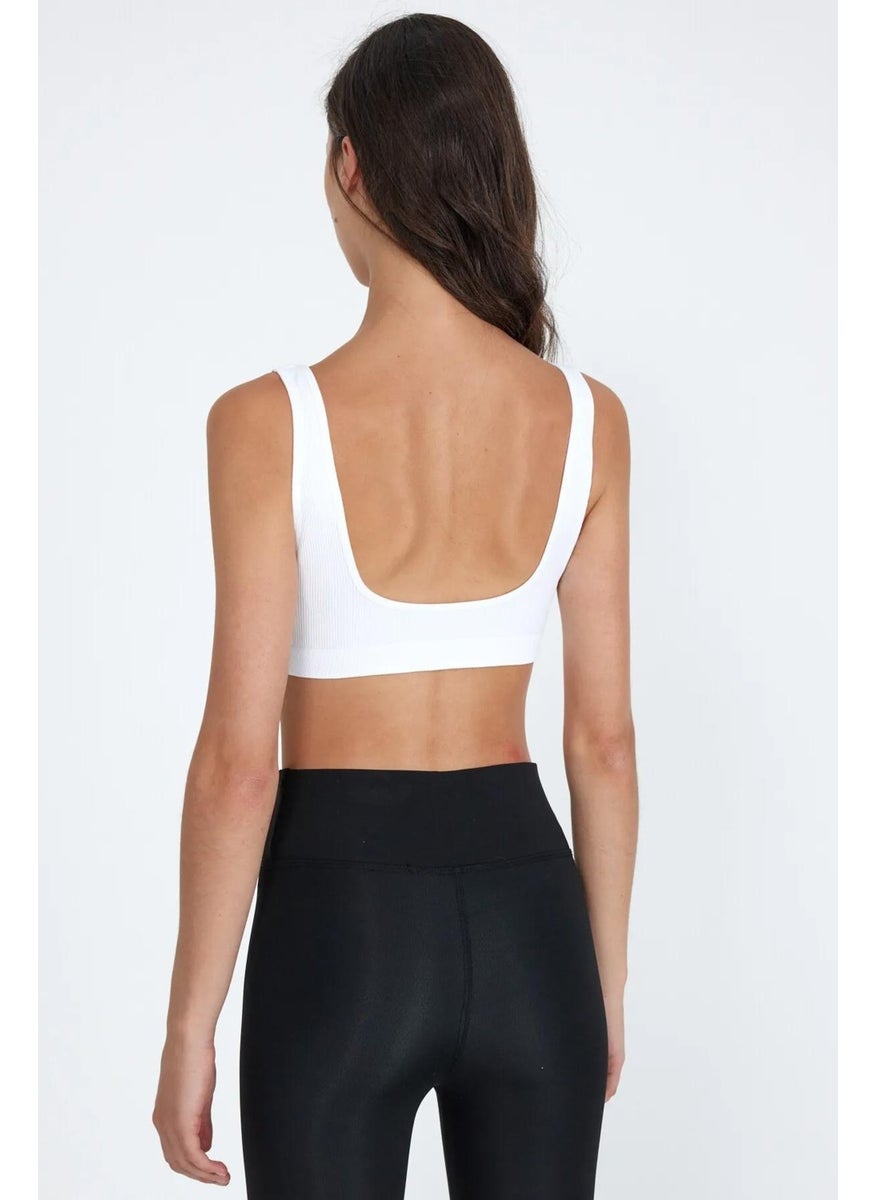 Women's White V Neck Fleto Strap Bustier