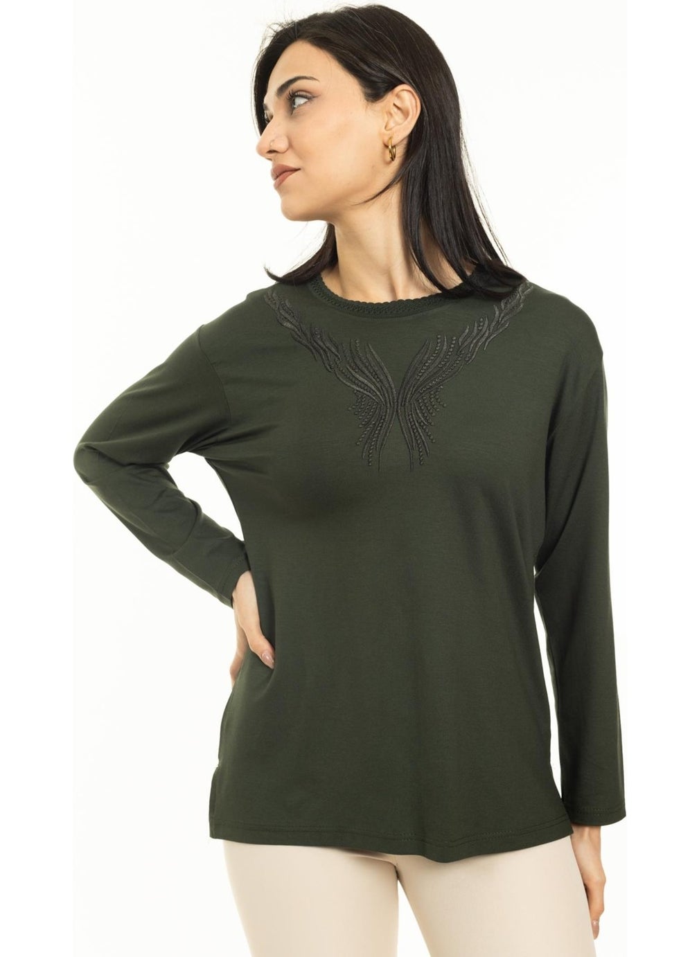 New Season Women Middle Age and Above New Pattern Knitwear Collar Lycra Mother Combed Cotton Blouse 30520