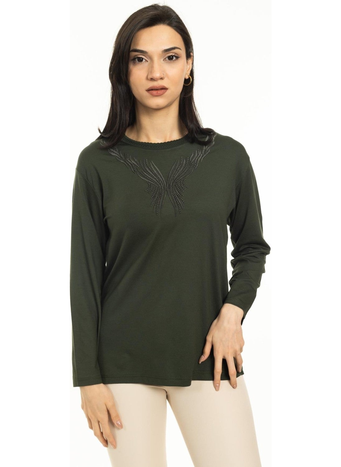 New Season Women Middle Age and Above New Pattern Knitwear Collar Lycra Mother Combed Cotton Blouse 30520