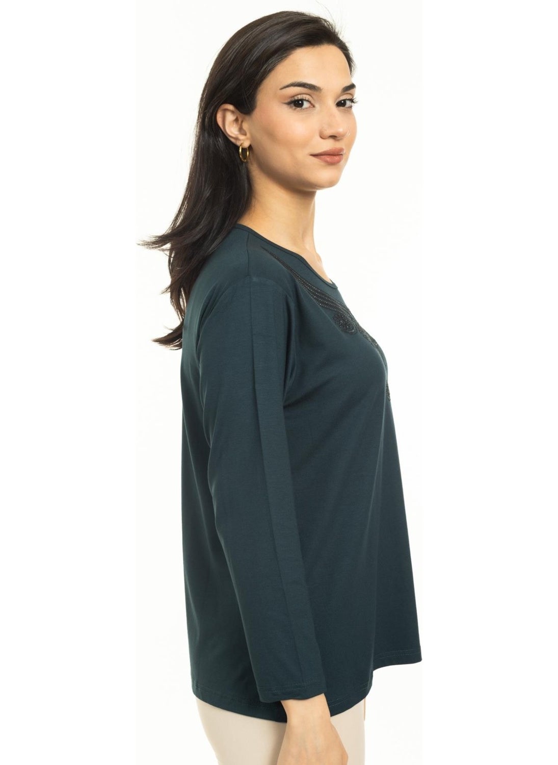 Women Middle Age and Above New Model Round Neck Lycra Mother Combed Cotton Blouse 30550