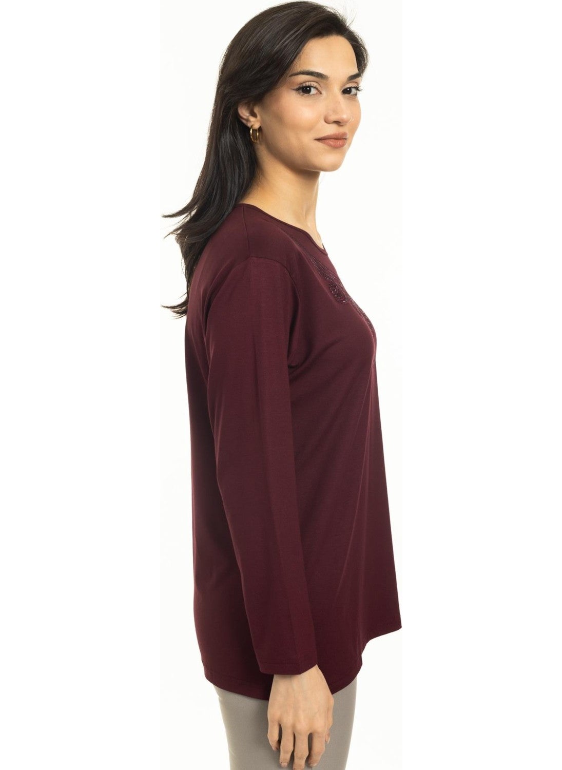 Women Middle Age and Above New Model Round Neck Lycra Mother Combed Cotton Blouse 30550