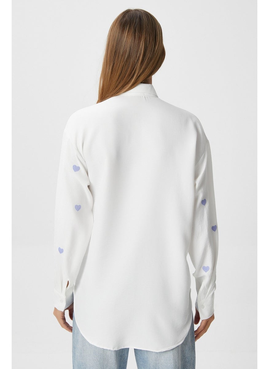 Women's Adela Blue Heart Embroidered Shirt