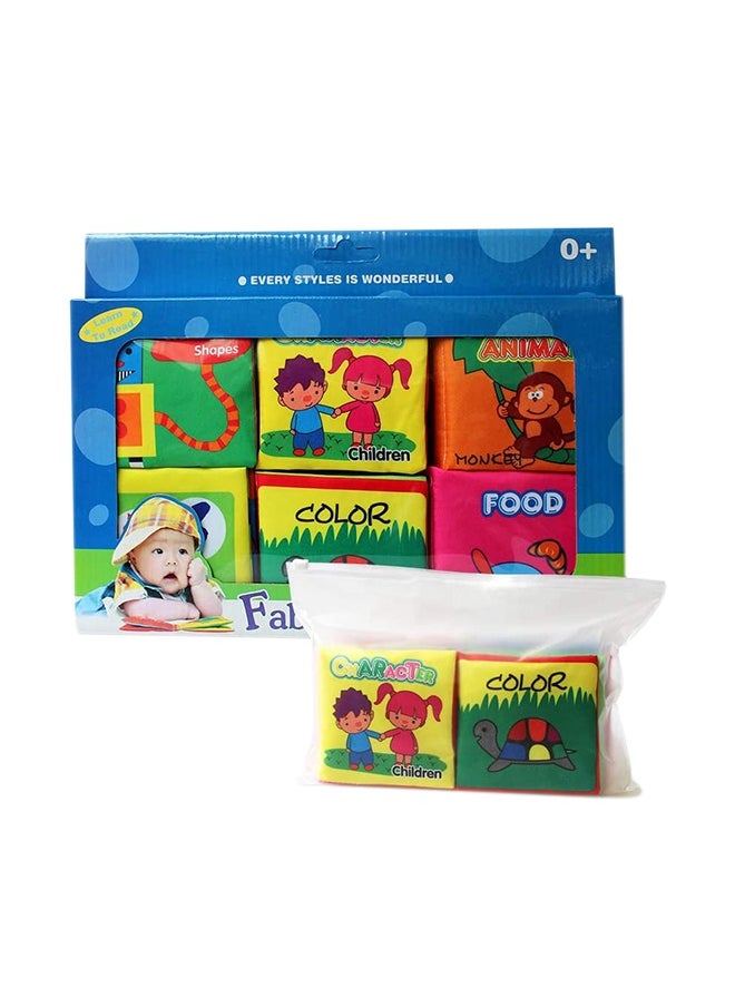 6-Piece Cloth Book Set Digital Printed Filled With Light Soft Filler For Kids 11x10x3cm