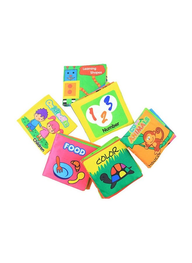 6-Piece Cloth Book Set Digital Printed Filled With Light Soft Filler For Kids 11x10x3cm