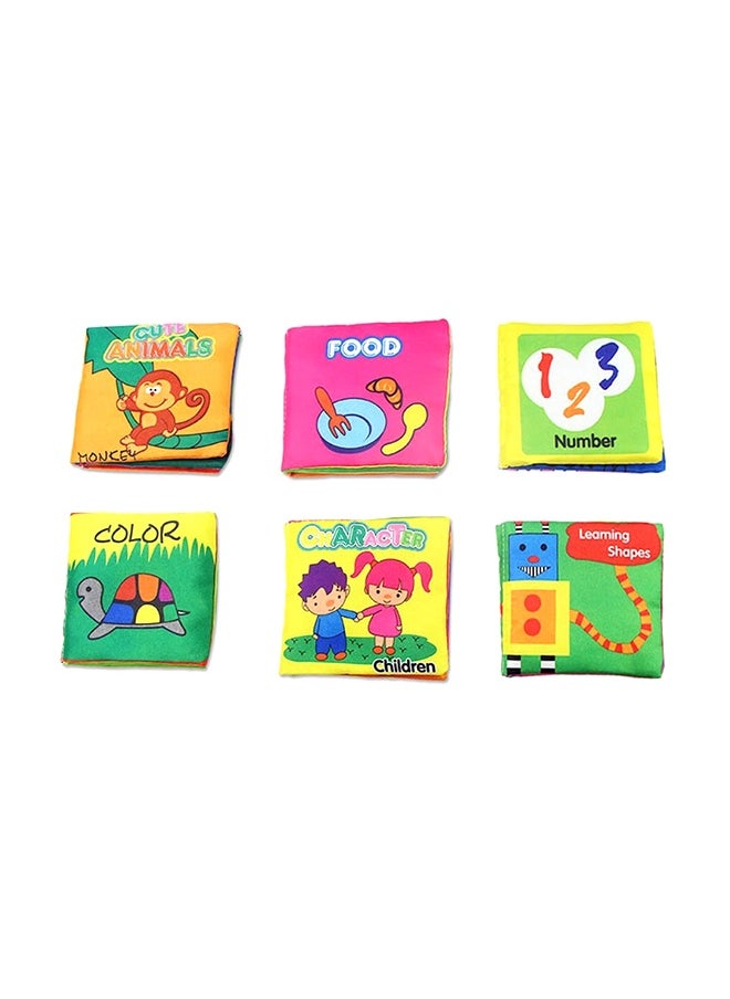 6-Piece Cloth Book Set Digital Printed Filled With Light Soft Filler For Kids 11x10x3cm