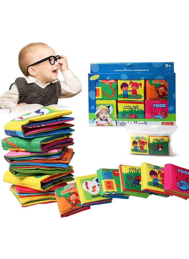 6-Piece Cloth Book Set Digital Printed Filled With Light Soft Filler For Kids 11x10x3cm