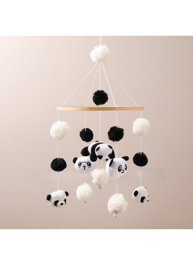 Bestseller Handmade Knitted Panda Bear Bed Bell Hanging Toy Baby Room Soothing Panda Hairball Wind Chime Decoration-Color:Panda