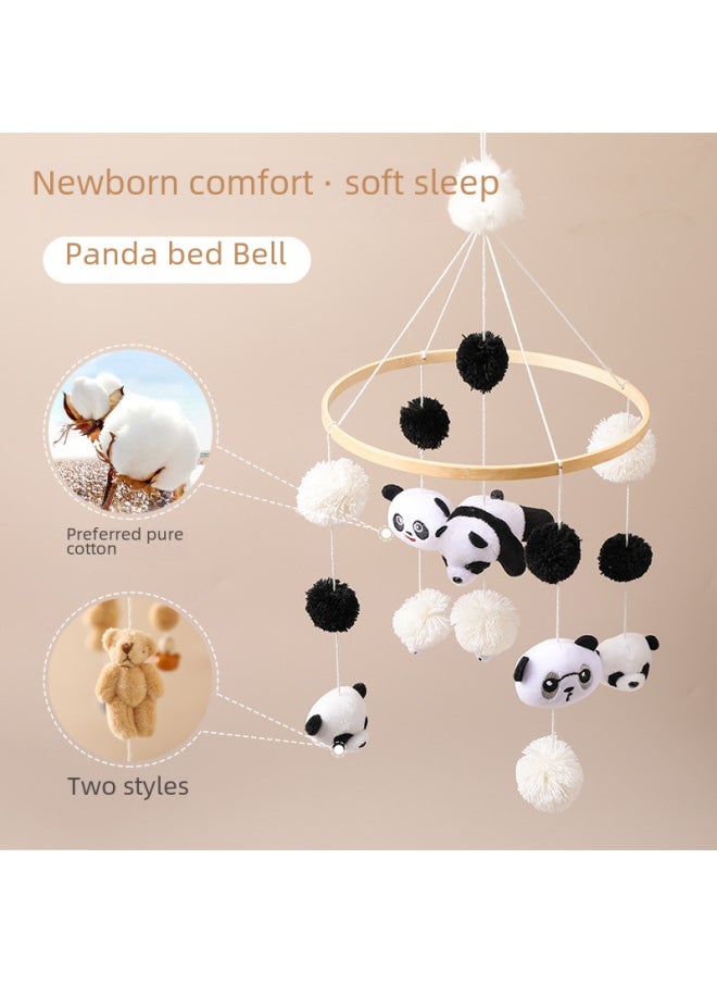 Bestseller Handmade Knitted Panda Bear Bed Bell Hanging Toy Baby Room Soothing Panda Hairball Wind Chime Decoration-Color:Panda