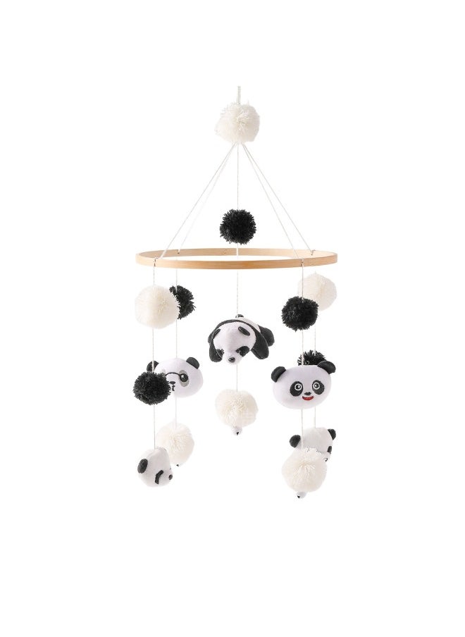 Bestseller Handmade Knitted Panda Bear Bed Bell Hanging Toy Baby Room Soothing Panda Hairball Wind Chime Decoration-Color:Panda