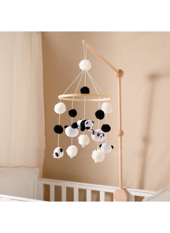 Bestseller Handmade Knitted Panda Bear Bed Bell Hanging Toy Baby Room Soothing Panda Hairball Wind Chime Decoration-Color:Panda