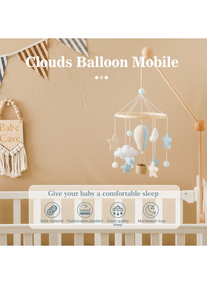 Nordic Style Newborn Children's Room Decoration Baby Bed Bed Hanging Felt Hot Air Balloon Shape Bed Bell Wind Chimes-Color:Brown Hot Air Balloon Bed Bell
