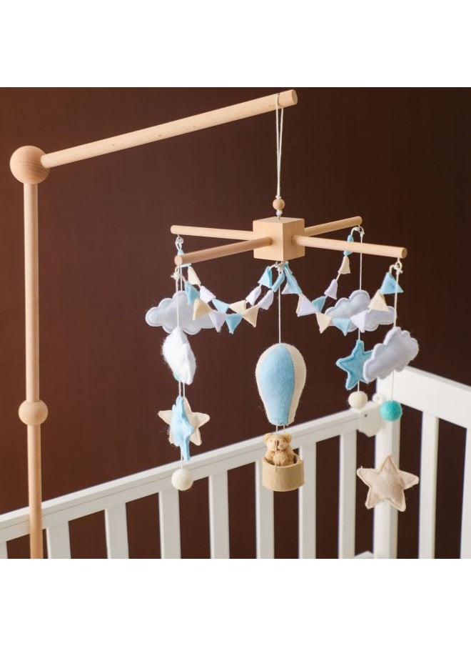 Nordic Style Newborn Children's Room Decoration Baby Bed Bed Hanging Felt Hot Air Balloon Shape Bed Bell Wind Chimes-Color:Brown Hot Air Balloon Bed Bell