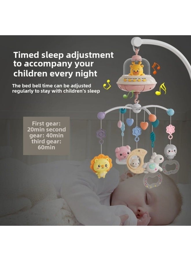 Newborn Bed Bell 0-6 Months Rotating Lights Music Bedside Bell Puzzle Rattle Baby Comfort 1-year-old Baby Toys-Color:Blue [668-23] Rechargeable Version