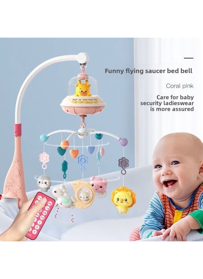 Newborn Bed Bell 0-6 Months Rotating Lights Music Bedside Bell Puzzle Rattle Baby Comfort 1-year-old Baby Toys-Color:Blue [668-23] Rechargeable Version