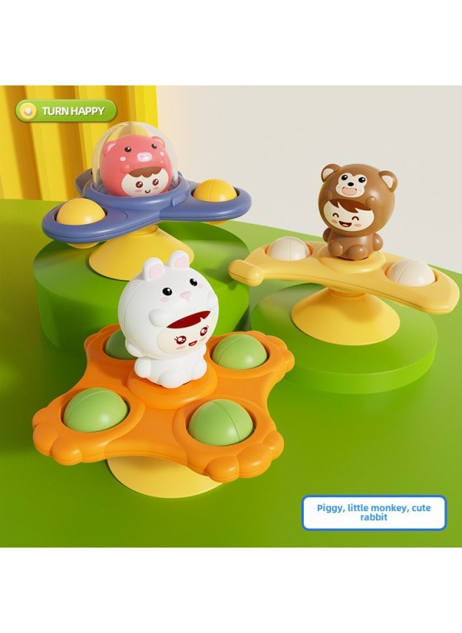 Baby Sucker Turn Music Baby Soothing Toys 0-1 Years Old 3 Bite Top Cartoon Children's Baby Artifact-Color:3 Random 3 3d Rotating Music