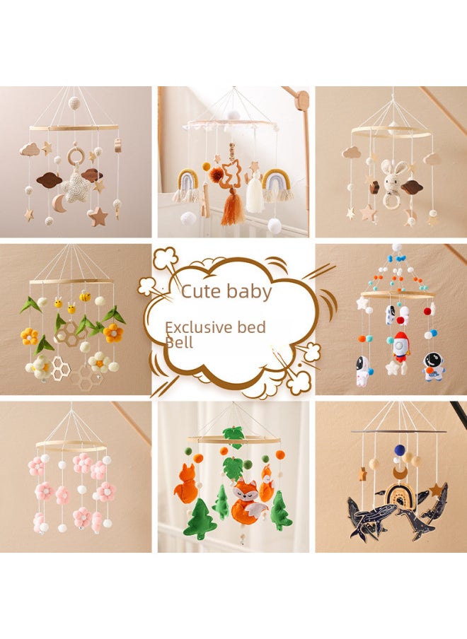Newborn Baby Soothing Bed Bell Hanging Style Baby Sleeping Wind Chime Rotatable Educational Rocking Bell Toy-Color:Animal Bed Bell